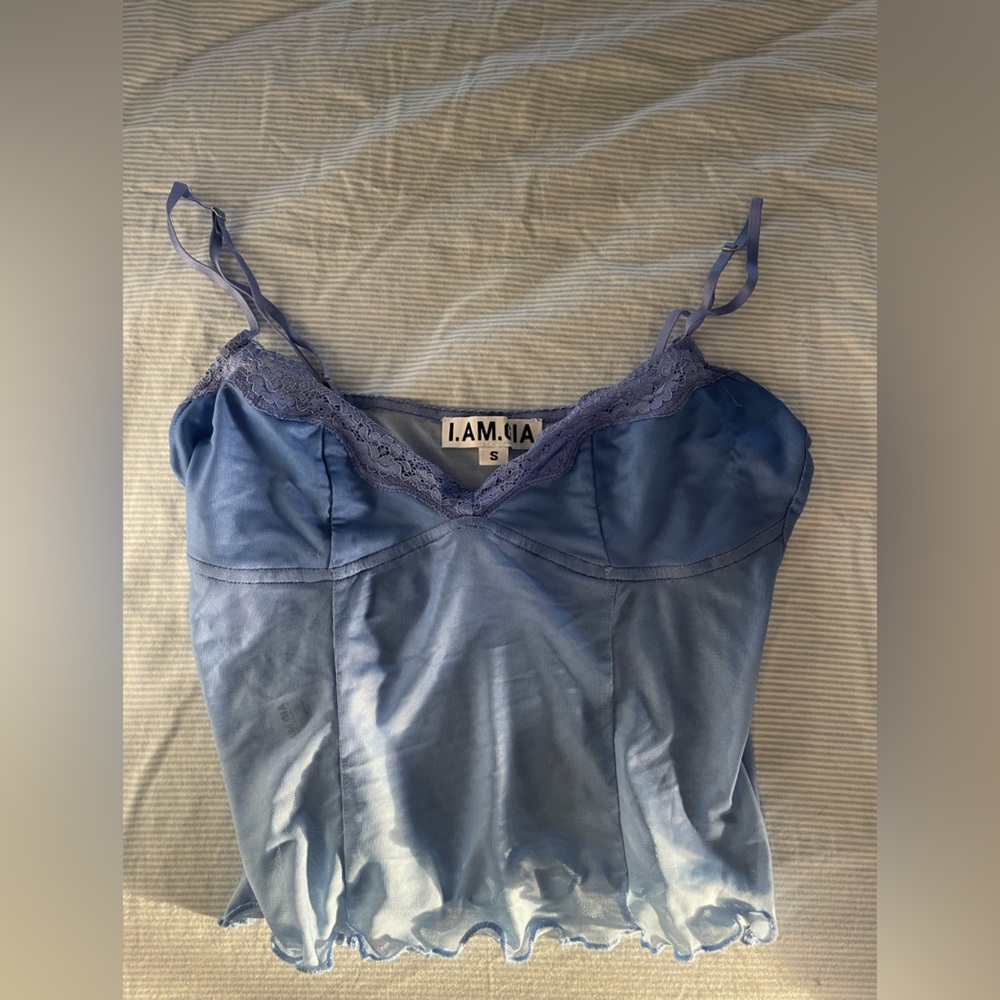 I.AM.GIA Light Blue Lace Trim Top